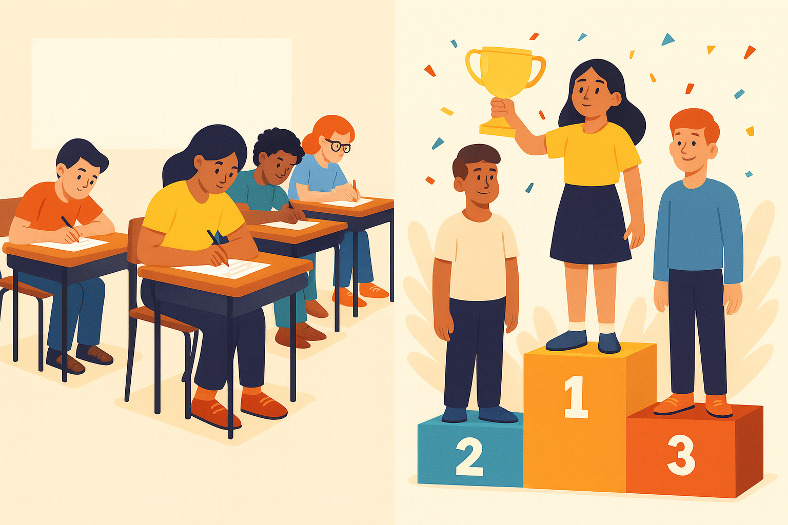 Students participating in a competition